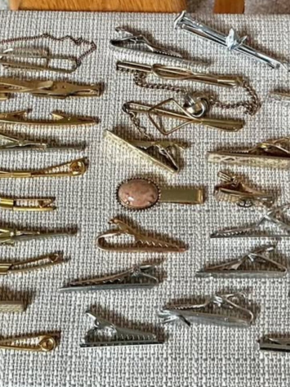 💎Vintage Men’s Tie Clip & Tie Bar Collection Lot Mid Century Gold & Silver Tone